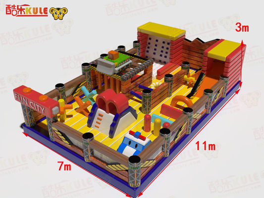 สนุกสนานเมือง สนามเด็กเล่นภายในห้อง 11*7*3m กับสไลด์ติดผนัง