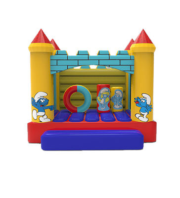 Smurfs ปราสาทกระโดดแบบอัดอัดด้วยเสาและวงกลม