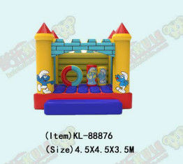 Smurfs ปราสาทกระโดดแบบอัดอัดด้วยเสาและวงกลม