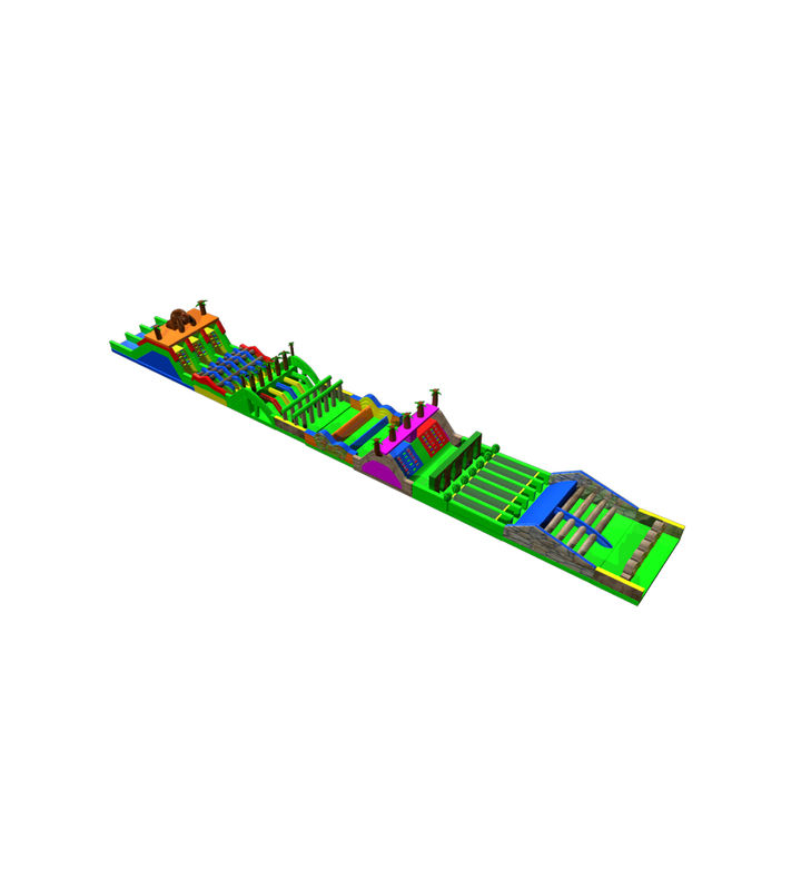 สนามเด็กเล่นอุปสรรคเป่าลมหลากสีสันที่เต็มไปด้วยชีวิตชีวา